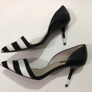 ZARA Shoes Black and White Striped Heel Size 7